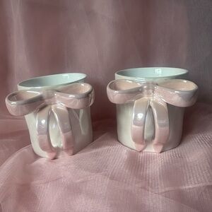 Pink Bow Ceramic set of 2 Cups.